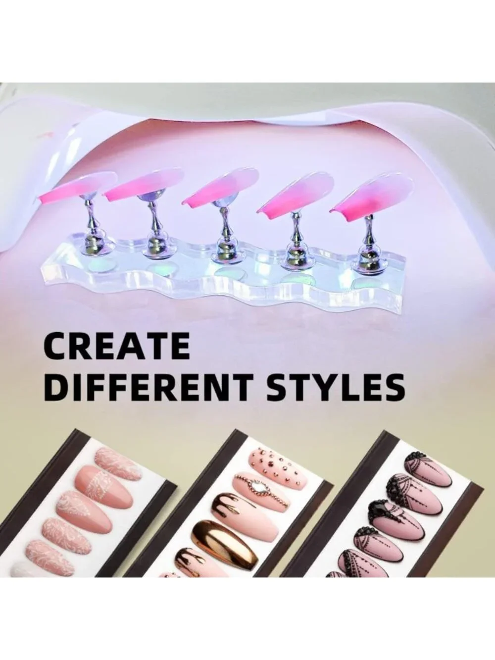 Magnetic Nail Holder Set - 2 Super Stands with 96 Reusable Sticky Putty for Nail